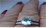 Aquamarine and diamond 14k white gold ring V