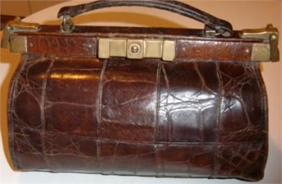 Crocodile Skin & Silk Gladstone Handbag