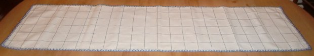 M706M Large damask runner with blue stitching embroidery